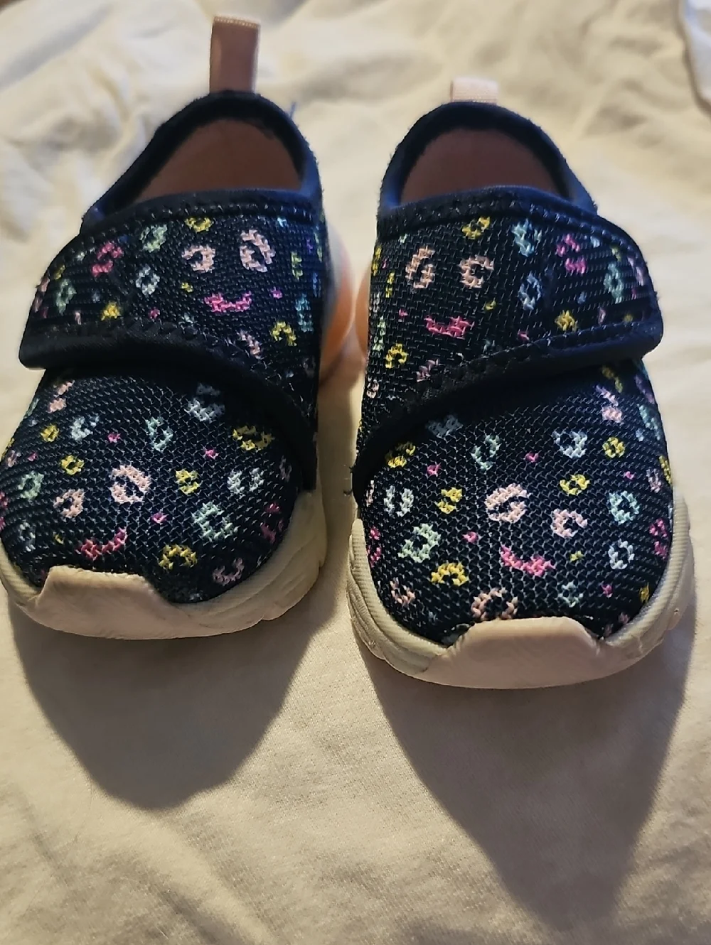 Carter's Navy Slip-On Sneakers Pink Girl Toddler Size 4 Multicolor Leopard Spots